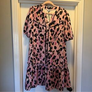 NWT Pink Leopard Print Short Sleeve Dress